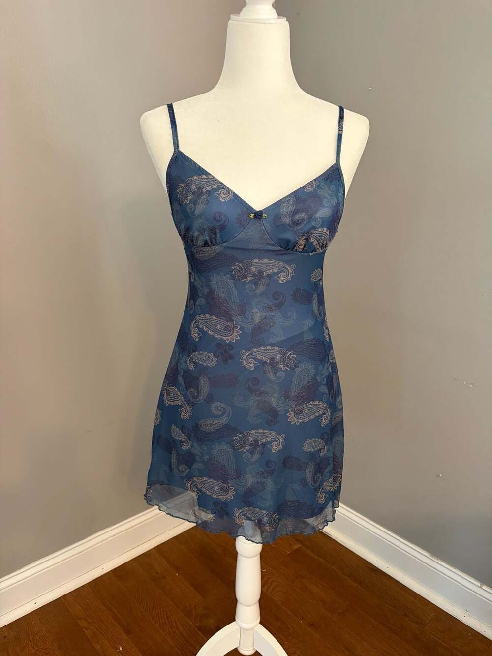 Cider Blue Paisley Mesh Slip Dress